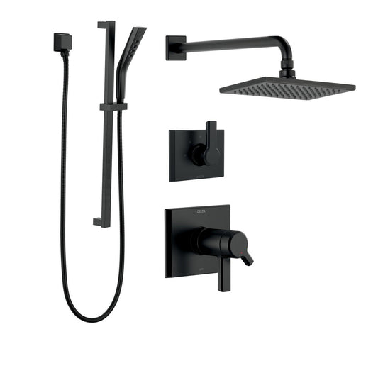 Delta DF-KIT20-BL-WS Pivotal Complete Shower Kit in Matte Black | Plumbers Center