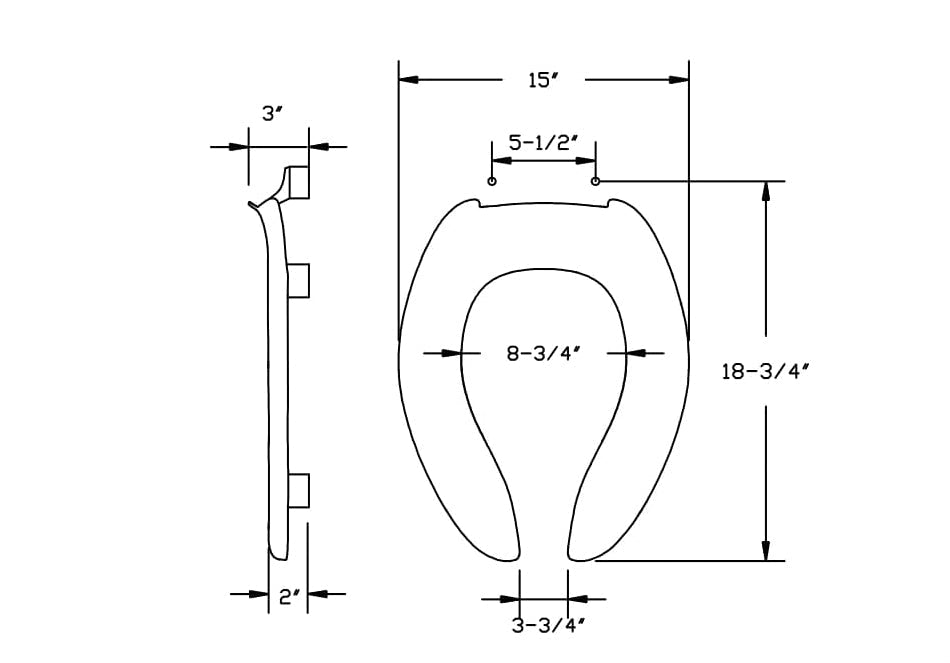 Centoco HL500STSCC-001 Commercial Elongated Toilet Seat, Open Front, Stainless Steel Hinges, ADA Compliant, White | Centoco HL820STS-001 Commercial Heavy Duty Elongated Open Front ADA Compliant 2" Medical Assistance Raised Toilet Seat in White | Faucet Center