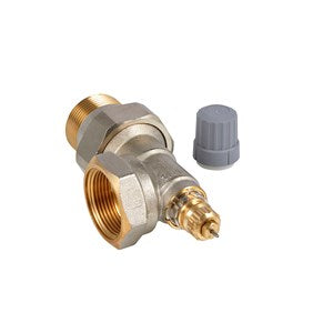 Danfoss 013G8030 RA2000 1-1/4" Side Mount Angle Thermostatic Radiator Valve, FNPT x MNPT Union Tailpieces | Plumbers Center