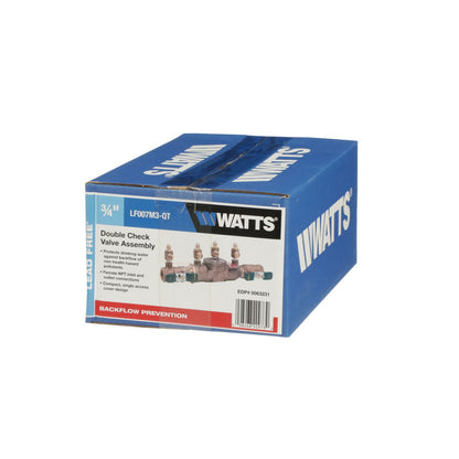 Watts 0063231 - LF007M3-QT-3/4 - 3/4" DCVA Double Check Valve Backflow Preventer Assembly with Quarter Turn Shutoff, Single Top Entry - Lead Free