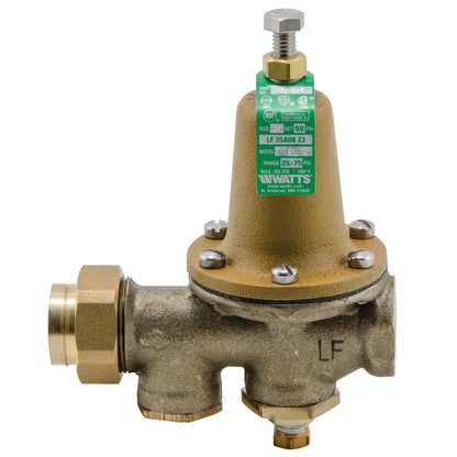 Watts 0009278 - LF25AUB-G-Z3-3/4" - Water Pressure Reducing Valve with 3/4" NPT Female Union x 3/4" NPT Female, Polymer Seat, Gauge Tapping, Adjustable Pressure Range 25-75 PSI (Lead Free) 