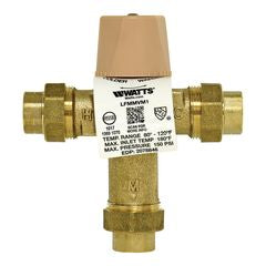 Watts 0559116 - LFMMVM1-UT-1/2 Lead Free Thermostatic Mixing Valve, with 1/2" Threaded Union Ends, Temperature Range 80-120 F 