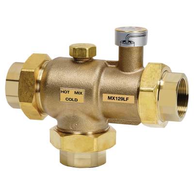 Resideo Braukmann MX129LF/U Large Flow Proportional Thermostatic Mixing Valve, 11/2" Union NPT (Lead Free) 