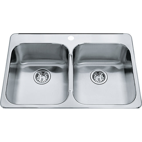 Kindred QDL2031-7-1 Double Bowl Drop-in Kitchen Sink with Single-Hole - Stainless Steel | Plumbers Center