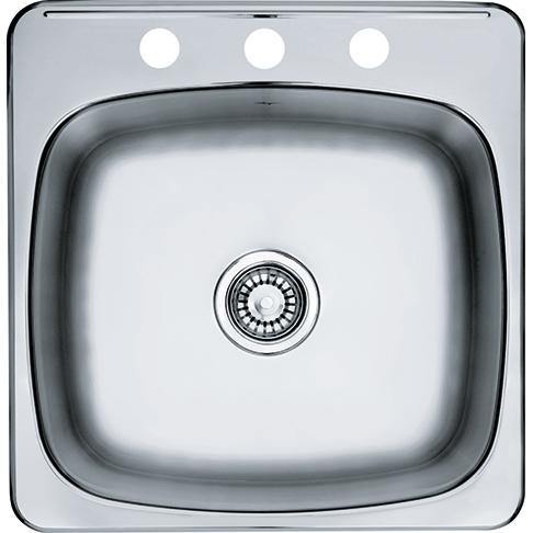 Kindred RSL2020/3 - Kindred Reginox Drop-In Kitchen Sink, 1 Bowl, 3 Holes, Stainless Steel | Plumbers Center