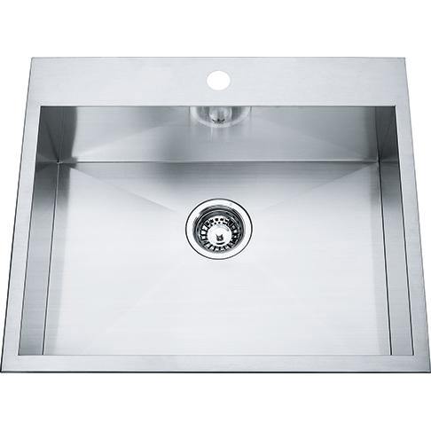 Kindred QSLF2225-8-1 1-Hole 1 Bowl Dual Mount Sink - Stainless Steel | Plumbers Center