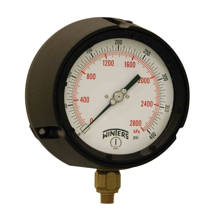 Winters PPC5088 Process Pressure Gauge 0-400 PSI/KPA 1/4" NPT Brass Internals 