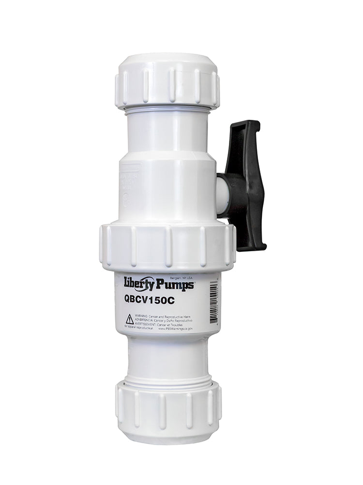 Liberty Pumps QBCV150C - 1-1/2" Quiet Compression Union Combination Ball & Check Valve, Heavy-Duty PVC | Plumbers Center