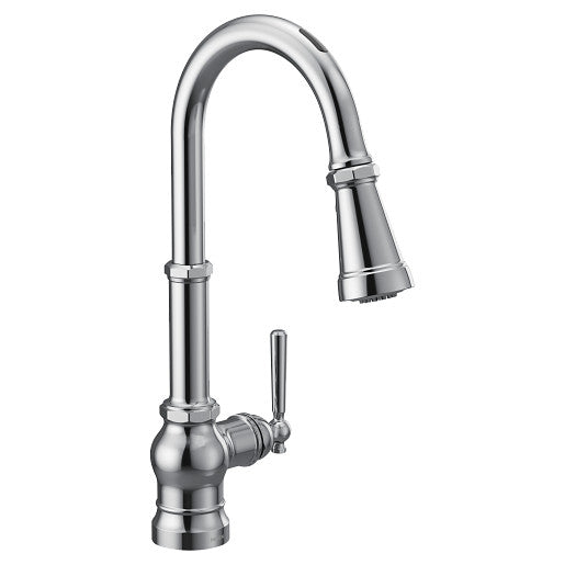 Moen S72003EV2C Paterson Motion Voice Controlled Smart 1-Handle High Arc Pulldown Kitchen Faucet, Chrome 