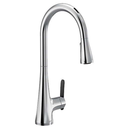 Moen S7235EV2C Sinema Single-Handle Motion Control Smart Pull-Down Kitchen Faucet with Voice Control and Power Boost, Chrome 