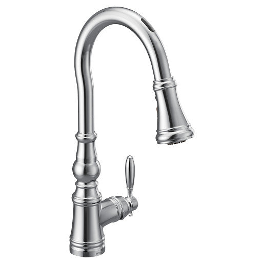 Moen S73004EV2C Weymouth Motion Control Smart Kitchen Faucet with Pulldown Sprayer, Single Handle, Chrome 