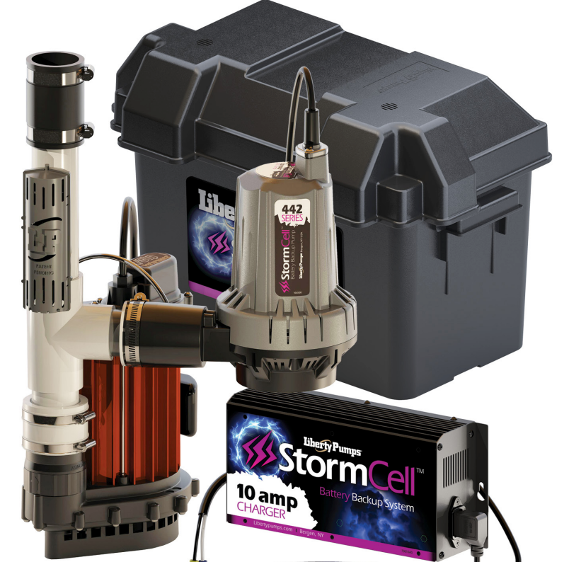 Liberty Pumps PC237-442-10A - StormCell Standard Battery Backup Sump Pump System Combo with 1/3 HP, 115V, 5.2 Amps, 1-1/2" Discharge (Model 237 & 442-10A Assembled) | Plumbers Center