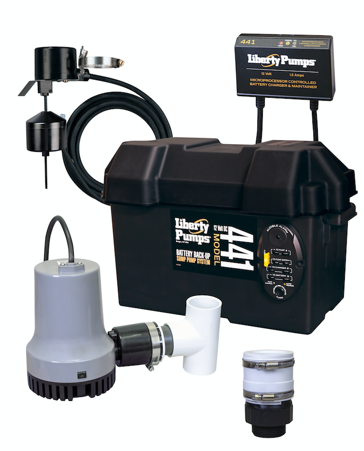 Liberty Pumps 441 - Battery Back-Up Emergency Sump Pump System with Alarm, 12 Volts, 1-1/2" or 1-1/4" Discharge 