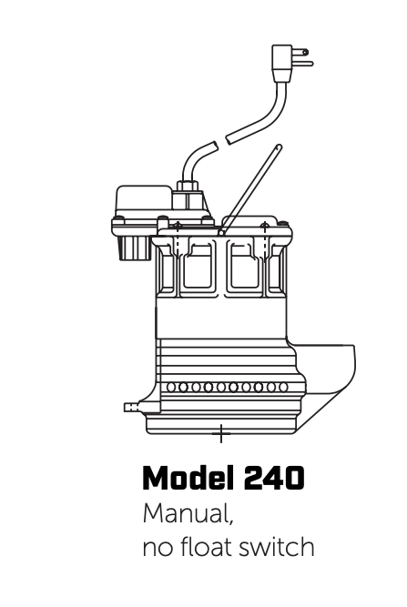 Liberty Pumps 240 - 1/4 HP Manual Cast Iron Submersible Sump Pump with 115V, 1 Phase, 10' ft Cord, 1-1/2" Discharge (Less Float) 