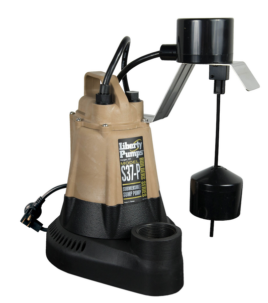 Liberty Pumps S37-P - Builders Series Sump Pump with Piggyback Vertical Float Switch, 1/3 HP, 115 Volts, 1 Phase, 1-1/2" NPT Discharge, 10 ft Cord | Plumbers Center