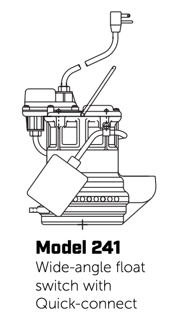 Liberty Pumps 241 - 1/4 HP Automatic Submersible Sump Pump w/ Wide-Angle Float Switch, 115V, 1 Phase, 10 ft Cord (Quick Disconnect) 