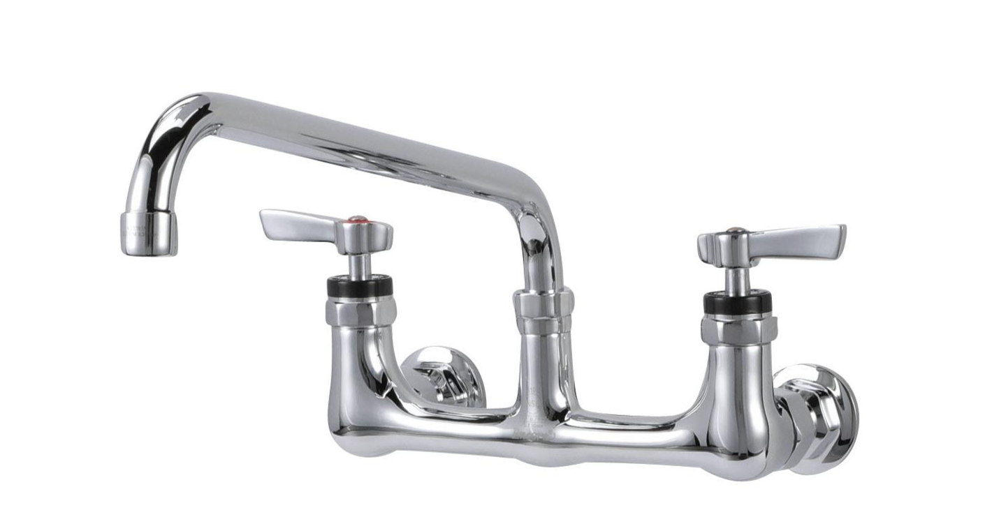 Encore KL54-8012-SE1 - 8" OC. Wall Mounted Faucet with 12" Swivel Spout, 1/4 Turn, 2.2 GPM, Brass Chrome Plated | Plumbers Center