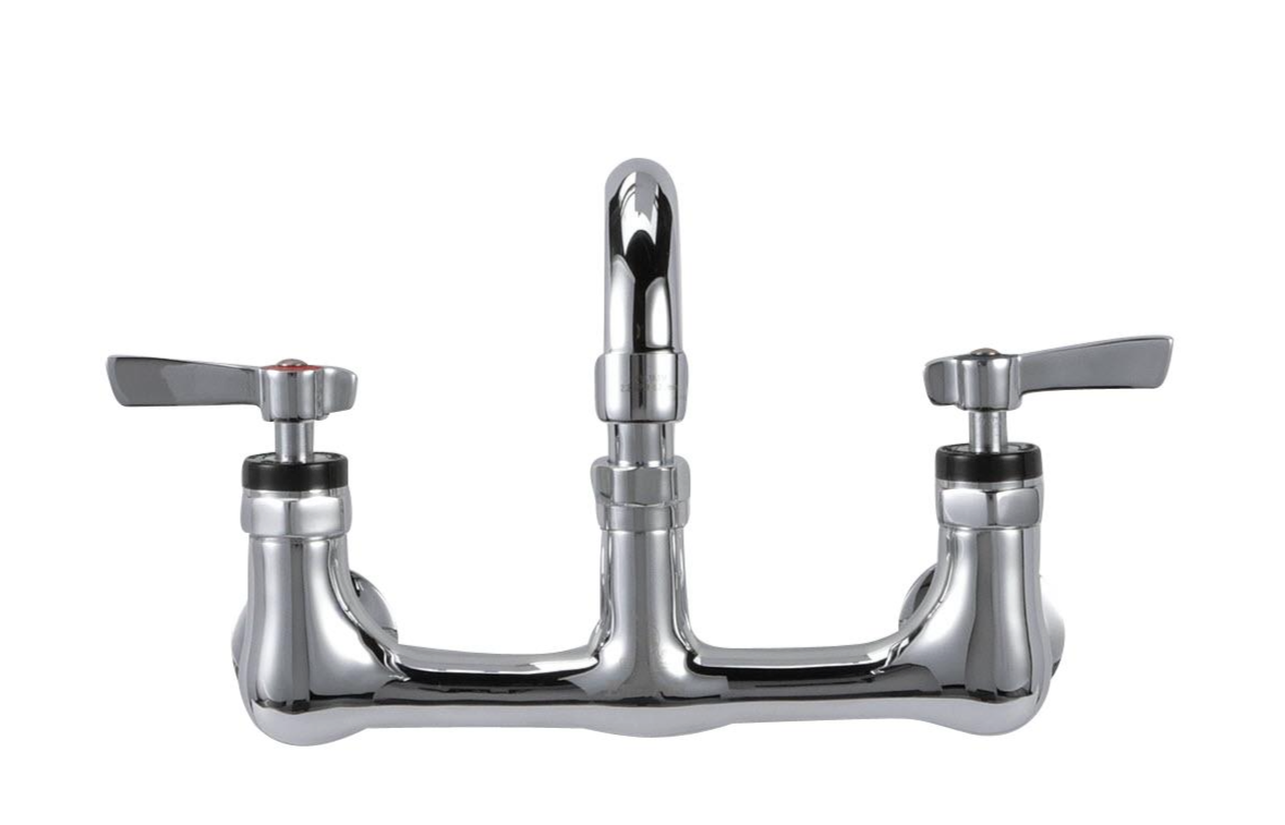 Encore KL54-8012-SE1 - 8" OC. Wall Mounted Faucet with 12" Swivel Spout, 1/4 Turn, 2.2 GPM, Brass Chrome Plated 