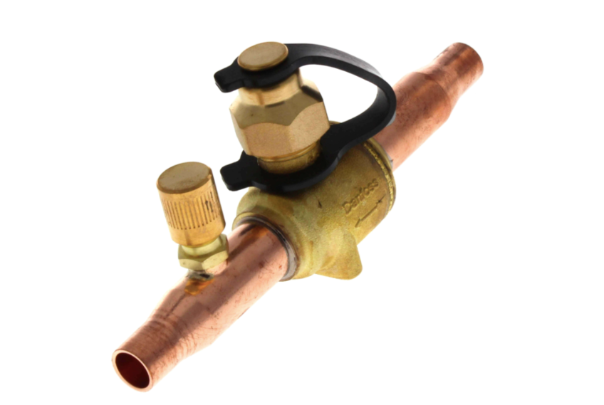 Danfoss 009L8051  3/8" ODF Sweat Brass Ball Valve with Port, 650 PSI | Plumbers Center