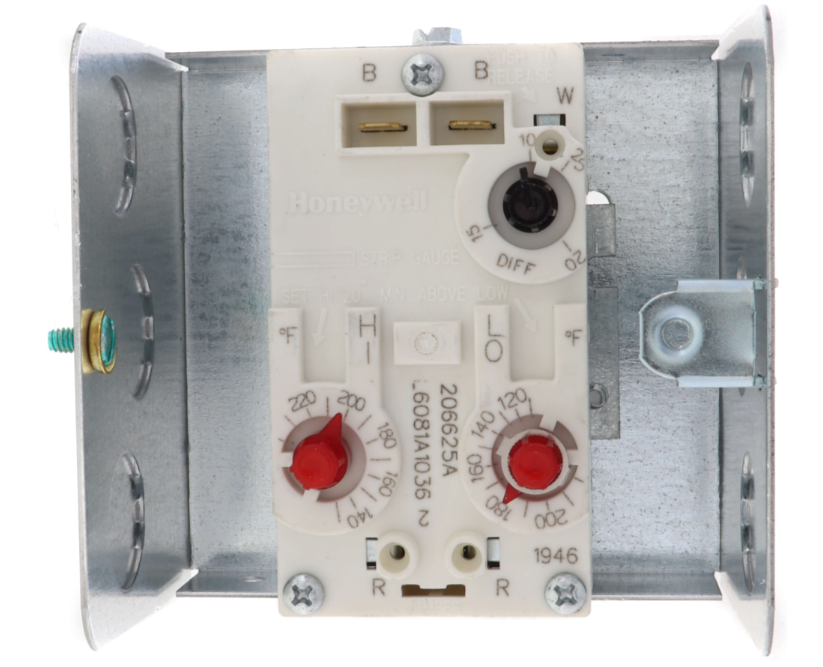 Honeywell Resideo L6081A1036/U High and Low limit Aquastat Controller, Horizontal Mount, High Limit 130 F - 240 F, Low Limit 110 F - 220