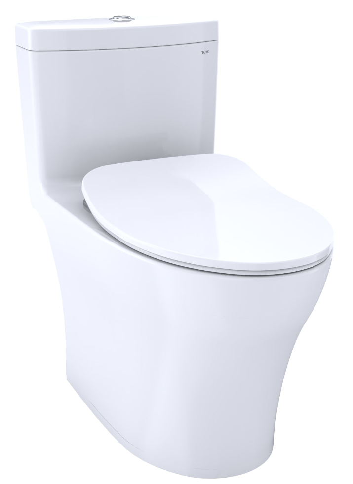 Toto MS646234CEMFGN#01 Aquia IV One Piece Dual Flush Elongated Toilet with Push Button Flush, ADA Compliant, Seat Included, Cotton White 