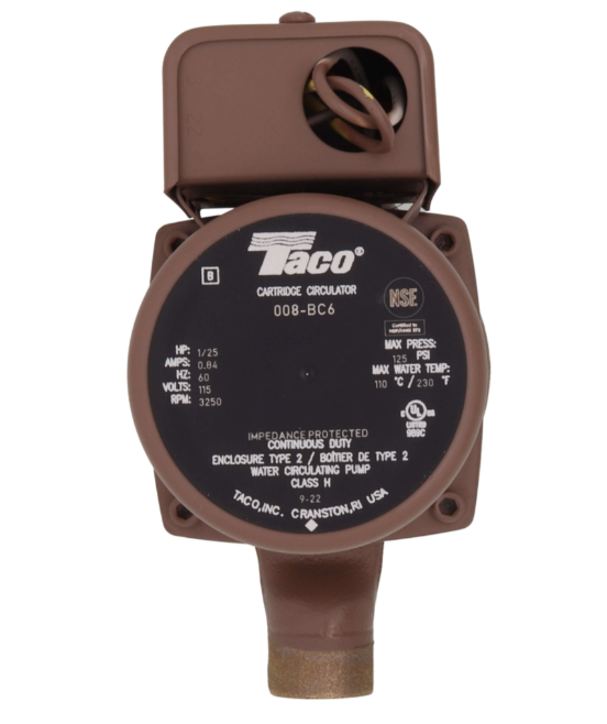 Taco 008-BC6-IFC 008 Series Bronze Circulator Pump with IFC Flow Check, 3/4" Sweat End Connection, 115V, 1/25 HP