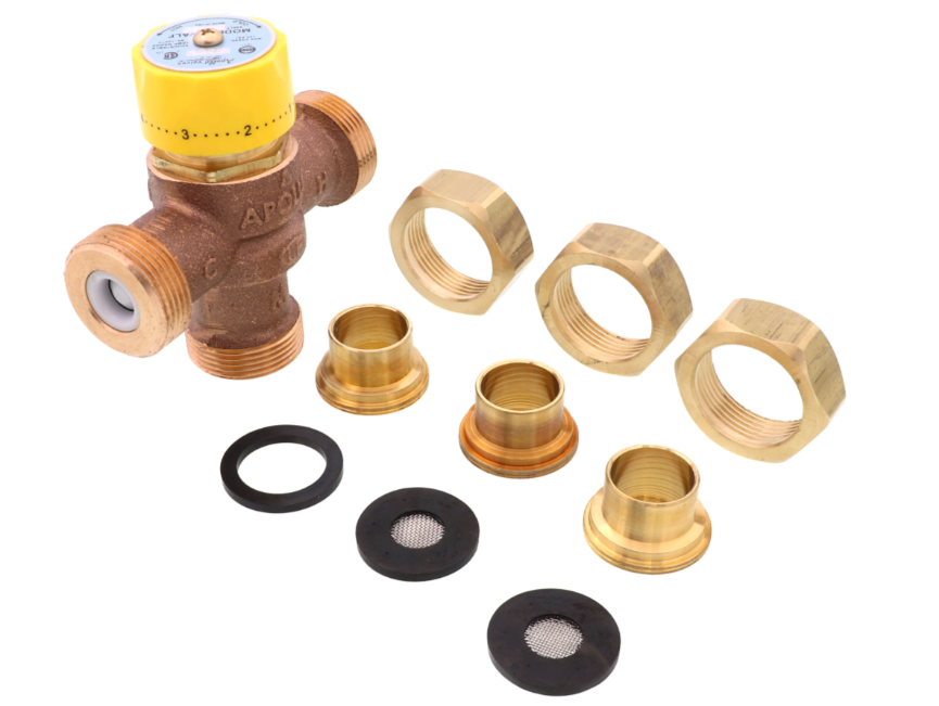 Apollo Valves 34ALF214BS Lead Free 3/4" Copper Solder MVA Thermostatic Mixing Valve, 150 PSI, 210°F Maximum Temperature 