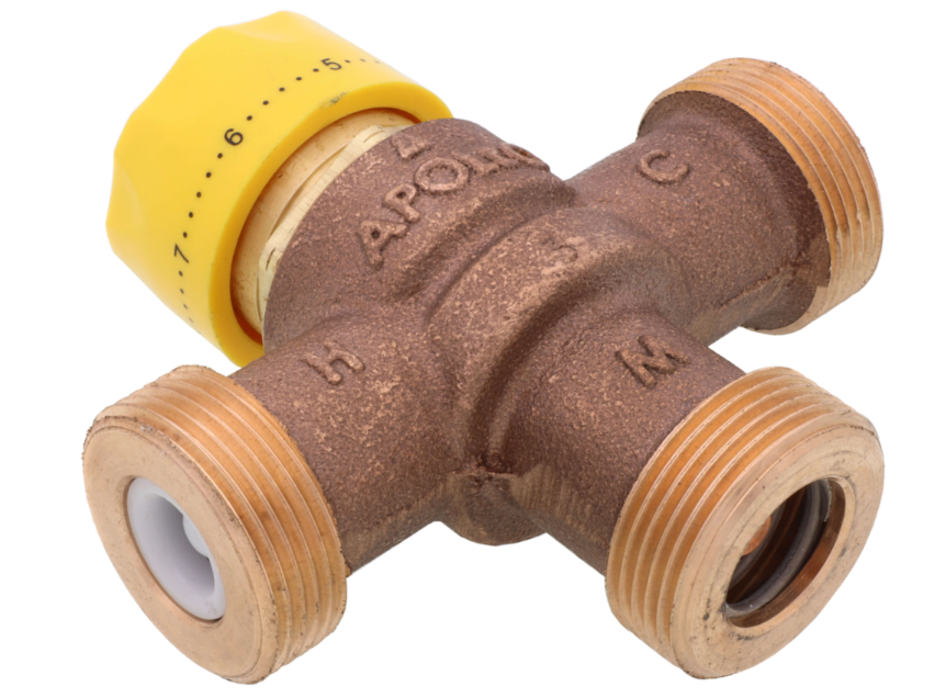 Apollo Valves 34ALF214BS Lead Free 3/4" Copper Solder MVA Thermostatic Mixing Valve, 150 PSI, 210°F Maximum Temperature