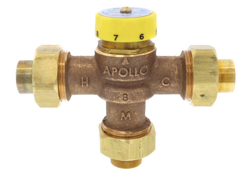 Apollo Valves 34ALF214S Lead Free 3/4" Copper X Copper Sweat Thermostatic Mixing Valve, 150 PSI, 140°F Maximum Temperature | Plumbers Center