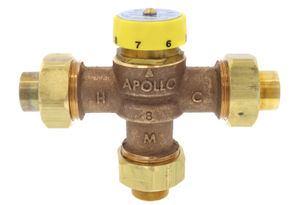 Apollo Valves 34ALF214S Lead Free 3/4" Copper X Copper Sweat Thermostatic Mixing Valve, 150 PSI, 140°F Maximum Temperature | Plumbers Center