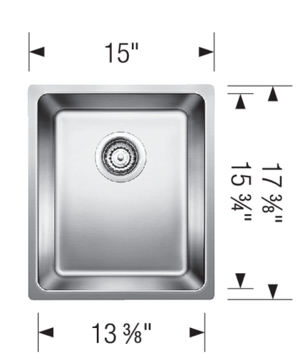 Blanco 401330 Andano U Undermount Single Bowl Bar Sink - Stainless Steel Satin Polish 