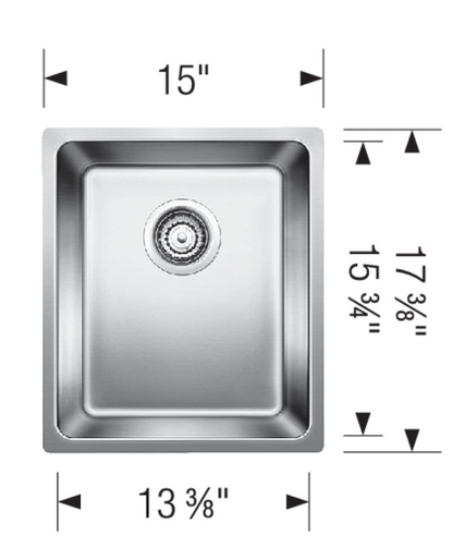 Blanco 401330 Andano U Undermount Single Bowl Bar Sink - Stainless Steel Satin Polish 