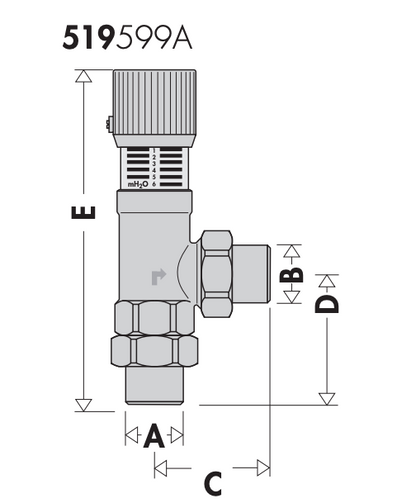 Caleffi 519599A - 3/4" Union Sweat Brass Series 519 Differential Pressure By-pass Valve