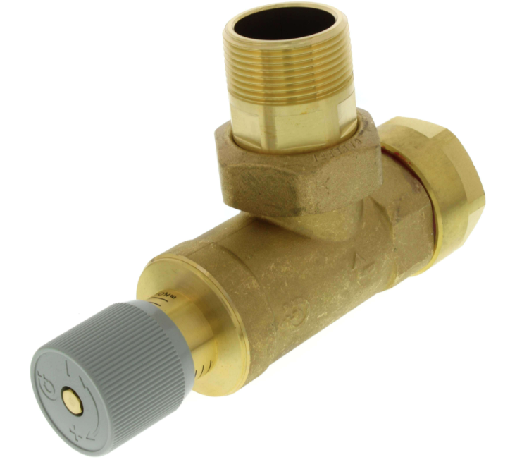 Caleffi 519700A - 1-1/4" Female NPT X 1-1/4" Male NPT Brass Series 519 Differential Pressure By-pass Valve, 150 PSI 