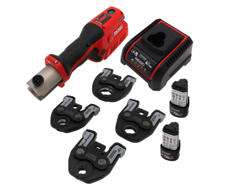 RIDGID 57363 RP 241 Compact Press Tool Kit Complete with 12V Batteries, Charger, Includes 1/2" to 1-1/4" ProPress Jaws 