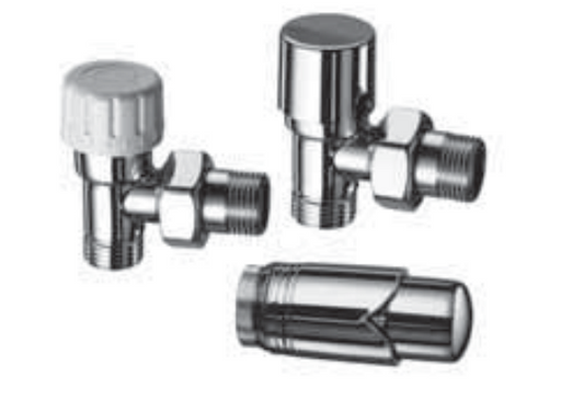 Stelrad VA-CHROMETRVSET-P 1/2" Ottinetti Angled Chrome Plated Brass TRV Valve Set - PEX Connection