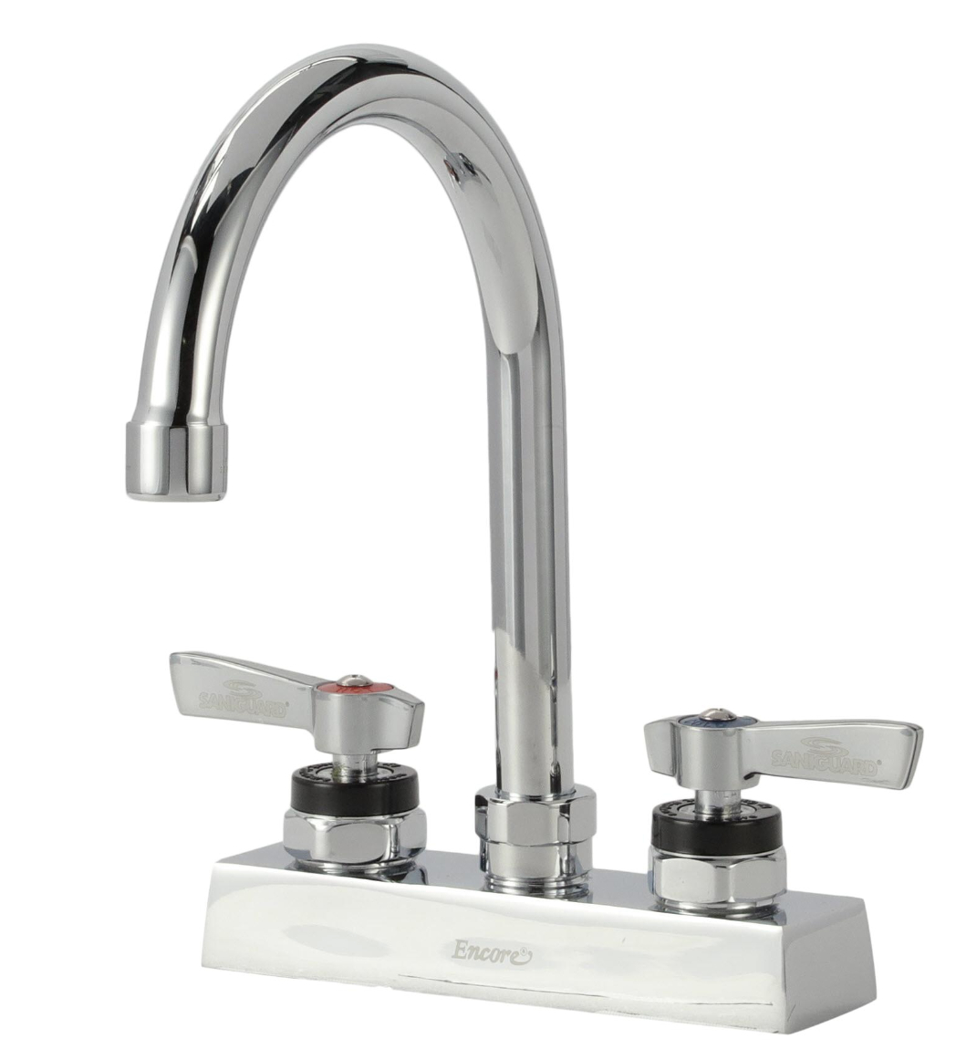 Encore KL41-4002-SE1 - Deck Mounted Workboard Faucet, 4" (102MM) OC Inlets, 6" Gooseneck Spout, Lever Handle, Low Lead | Plumbers Center