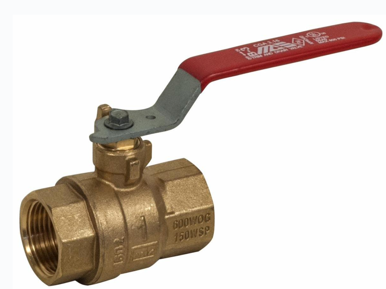 M.A Stewart B3-1/4 - 1/4" FNPT Forged Brass Ball Valve, Class 150 WSP, 600 WOG, with Threaded Ends