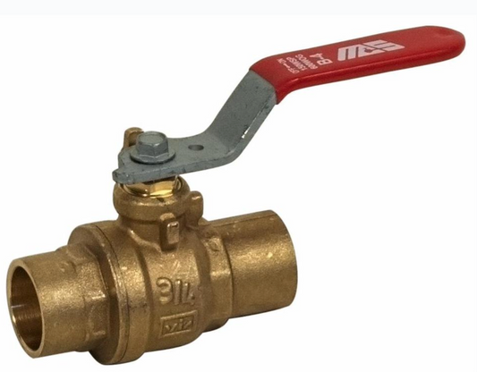 M.A Stewart B4-1-1/4 - 1-1/4" Copper Forged Brass Ball Valve, Full Port, 150 PSI, 600 WOG, with Solder Ends | Plumbers Center