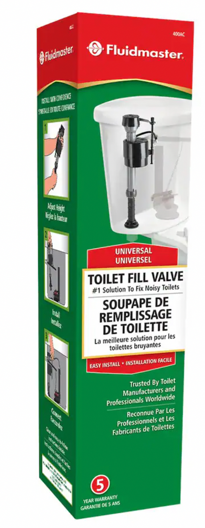 Fluidmaster 400A Universal Toilet Fill Valve, adjustable height from 9″ to 14″