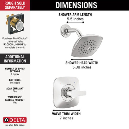 Delta T142339-PP Transitional Modern Monitor 14 Series Shower Trim Only in Chrome 