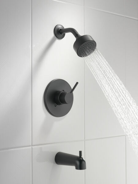 Delta T14459-BL-PP Modern Cylindrical Tub and Shower Trim in Matte Black 