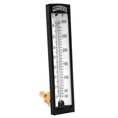 Winters TAS140 5AS Series Angle Industrial 5” Thermometer with 1/2'' NPT Lower Back Brass Thermowell, Range -40°F to 110°F & -40°C to 40°C 