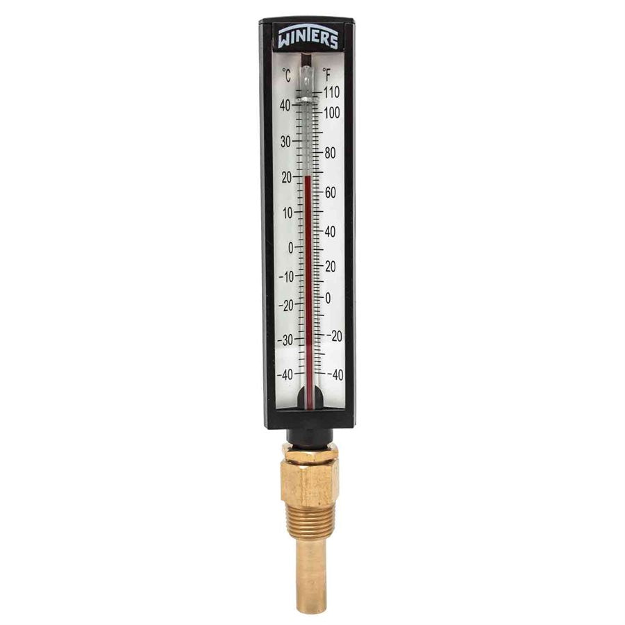 Winters TAS130 Industrial 5” Thermometer with 1/2"NPT Thermowell, Range -40°F to 110°F & -40°C to 40°C 