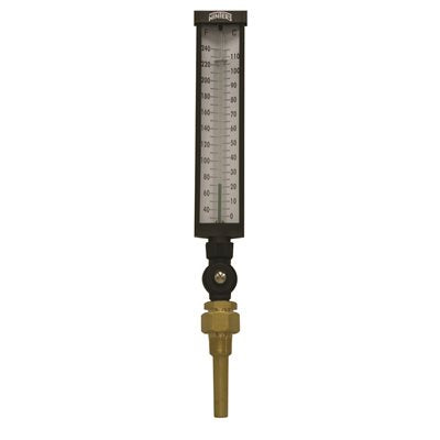 Winters TIM100 Industrial 9" Thermometer, 3.5" Valox Case, 30 to 240°F (0 to 115°C) with 3/4'' NPT Adjustable Angle Brass Thermowell 