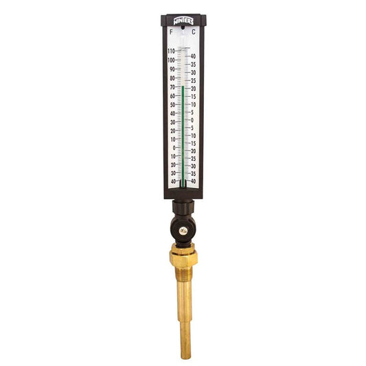 Winters TIM101-6A Industrial 9" Thermometer with Aluminum Case, -40/110 F&C,  3/4" NPT Brass Well 