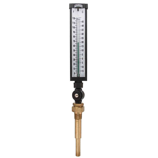 Winters TIM102-6A Industrial 9" Thermometer with Aluminum Case, 0-120 F&C, 3/4" Brass Thermowell 