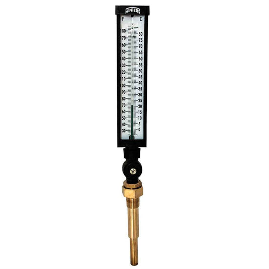 Winters TIM104-6 Industrial 9" Thermometer 30/180 F&C C/W Variable Angle 3/4" NPT Brass Thermowell 