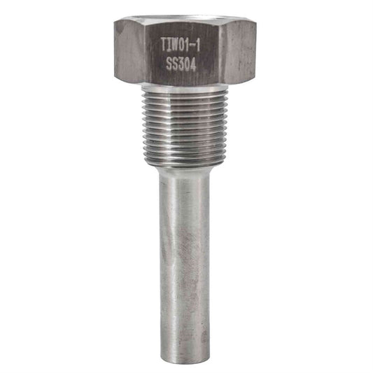 Winters TIW01-1 3/4" TIW Stainless Steel SS304 Industrial 9IT Thermowell with 3.5" Insertion Stem, used with 9” Industrial Thermometers 