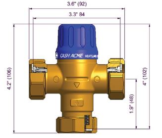 Cash-Acme 24510 - 1/2" HG110-D Thermostatic Mixing Valve with Threaded Connection Ends and Integral Checks 